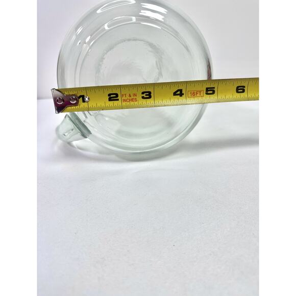 VTG Green Tinted Glass Water Pitcher 8” Tall Bubbled Farmhouse Cottagecore Party - Picture 12 of 12